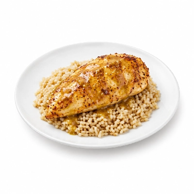 Food 4 Fitness Oven Roasted Chicken Breast with Honey Mustard Sauce Brown Rice 450g