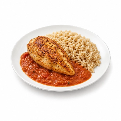 Food 4 Fitness Oven Roasted Chicken Breast with Italian Tomato Cream Sauce Brown Rice 350g