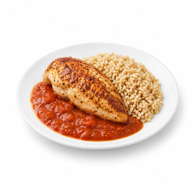 Food 4 Fitness Oven Roasted Chicken Breast with Italian Tomato Cream Sauce Brown Rice 450g