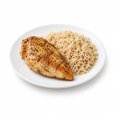 Food 4 Fitness Oven Roasted Chicken Breast with Lime Pepper Seasoning Brown Rice 450g