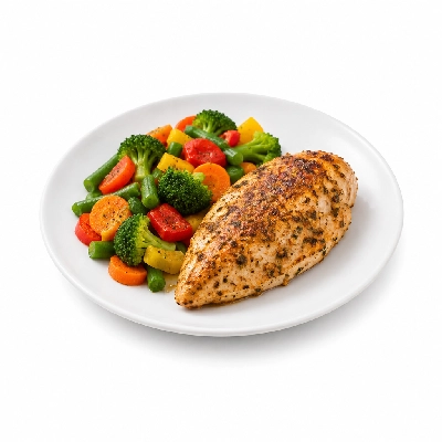 Food 4 Fitness Oven Roasted Chicken Breast with Lime Pepper Seasoning Mix Veg 350g