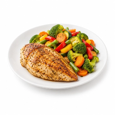 Food 4 Fitness Oven Roasted Chicken Breast with Lime Pepper Seasoning Mix Veg 450g