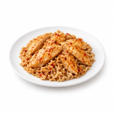 Food 4 Fitness Oven Roasted Chicken Breast with Mild Sweet Thai Chilli Sauce Brown Rice 450g