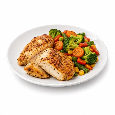 Food 4 Fitness Oven Roasted Chicken Breast with Souvlaki Seasoning Mix Veg 250g
