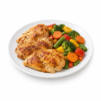 Food 4 Fitness Oven Roasted Chicken Breast with Souvlaki Seasoning Mix Veg 350g