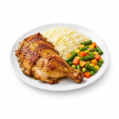 Food 4 Fitness Oven Roasted Chicken with BBQ Honey Soy Sauce Basmati Rice & Seasonal Mix Veg 450g