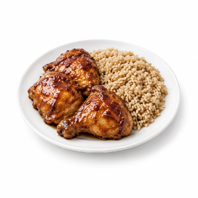 Food 4 Fitness Oven Roasted Chicken with BBQ Honey Soy Sauce Brown Rice 350g
