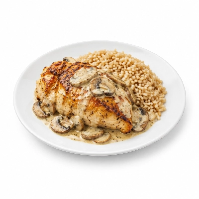 Food 4 Fitness Oven Roasted Chicken with Mushroom Sauce Brown Rice 350g