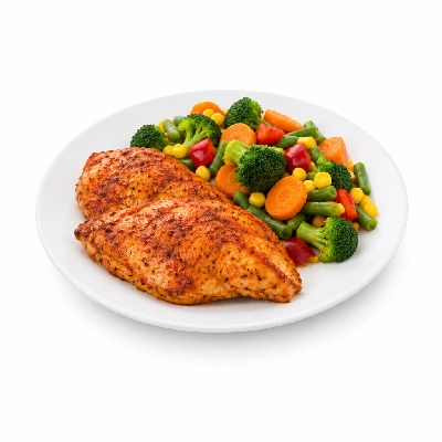 Food 4 Fitness Peri Chicken Breast Seasonal Mix Veg 250g