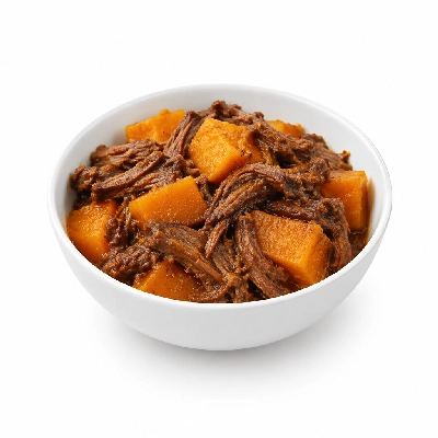 Food 4 Fitness Slow Cooked Grass Fed Pulled Beef Roasted Pumpkin 450g
