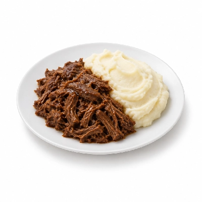 Food 4 Fitness Slow Cooked Grass Fed Pulled Beef White Potato Mash 250g