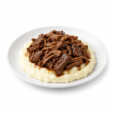 Food 4 Fitness Slow Cooked Grass Fed Pulled Beef White Potato Mash 350g