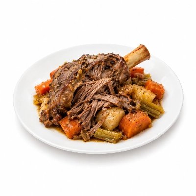Food 4 Fitness Slow Cooked Premium Grass Fed Pulled Lamb Shank with Greek Seasoning Mix Veg 350g