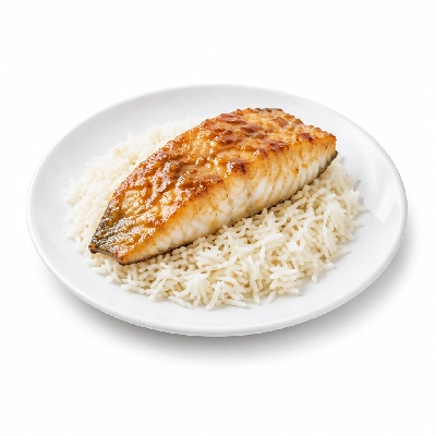 Food 4 Fitness Sous Vide Barramundi Fillet with Special Honey Soy and Lemon Wedge Basmati Rice 350g