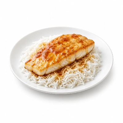 Food 4 Fitness Sous Vide Barramundi Fillet with Special Honey Soy and Lemon Wedge Basmati Rice 450g