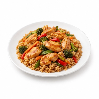 Food 4 Fitness Stir Fry Chicken Garlic Ginger Brown Rice 250g
