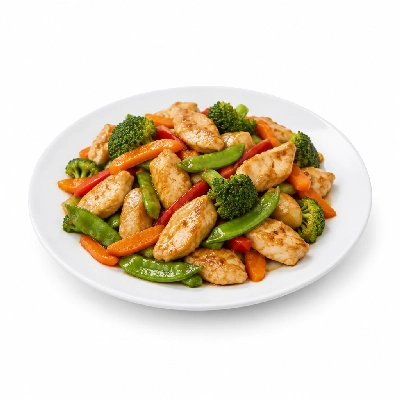 Food 4 Fitness Stir Fry Chicken Garlic Ginger Seasonal Mix Veg 350g