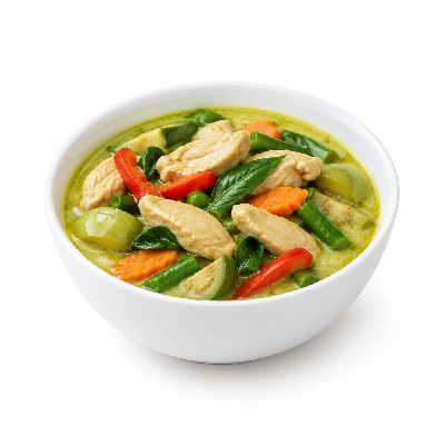 Food 4 Fitness Thai Chicken Green Curry Sauce Seasonal Mix Veg 250g