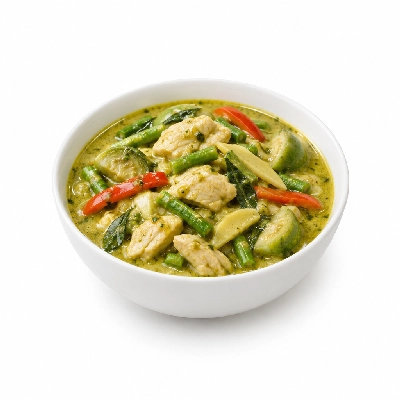 Food 4 Fitness Thai Chicken Green Curry Sauce Seasonal Mix Veg 450g
