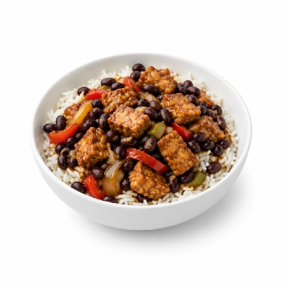 Food 4 Fitness Vegetarian Tempeh & Black Bean Stir Fry Basmati Rice 250g