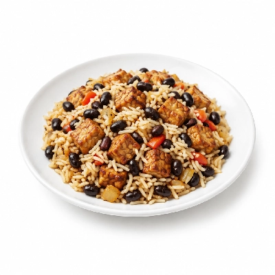 Food 4 Fitness Vegetarian Tempeh & Black Bean Stir Fry Basmati Rice 350g