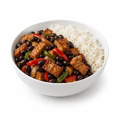 Food 4 Fitness Vegetarian Tempeh & Black Bean Stir Fry Basmati Rice 450g