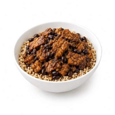 Food 4 Fitness Vegetarian Tempeh & Black Bean Stir Fry Brown Rice 350g