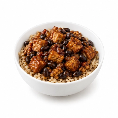 Food 4 Fitness Vegetarian Tempeh & Black Bean Stir Fry Brown Rice 450g
