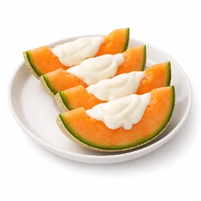 Fresh Cantaloupe with Vanilla Yogurt