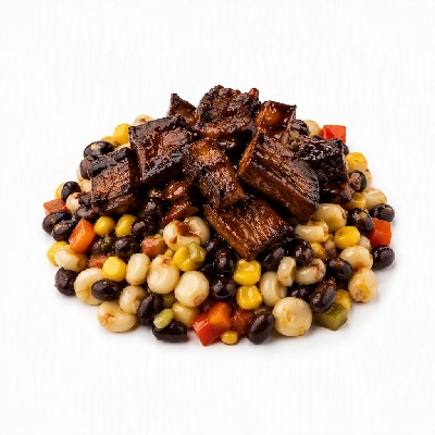 FRESHdirect Eatingwell Heat & Eat Vegetarian Entrees Black Bean Hominy Succotash with Barbecued Portobello Mushrooms