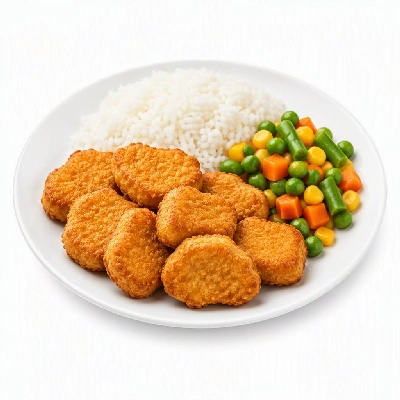 FRESHdirect Heat & Eat Chicken Nuggets (Raised without Antibiotics) with Rice and Vegetables