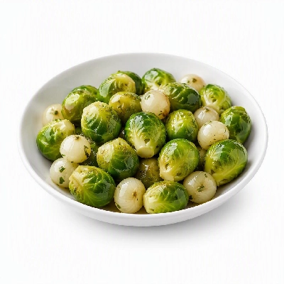 FRESHdirect Heat & Eat Vegetable Sides Brussels Sprouts Pearl Onions with Herb Butter