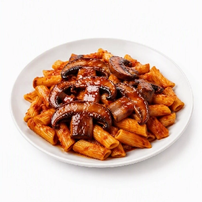 FRESHdirect Presto Italiano 4 Minute Meals Marinated Portobello Mushrooms Over Garganelli Pasta with Salsa Rosso