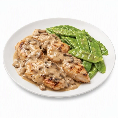 FRESHdirect Rosa Mexicano 4 Minute Meals Grilled Chicken in Tequila Mushroom Cream Sauce with Snow Peas