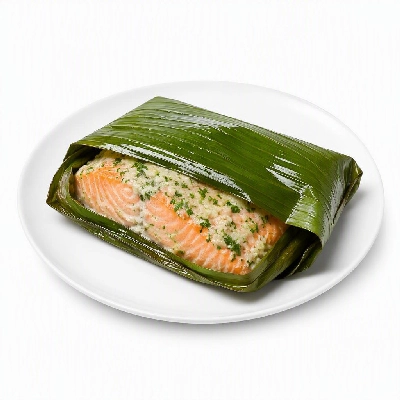 FRESHdirect Tabla Ready to Cook Entrees Banana-Leaf Wrapped Coconut-Cilantro Salmon