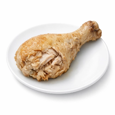 Fried chicken drumstick meat only, skin and breading removed