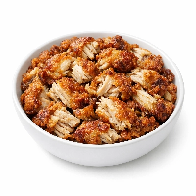 Fried chicken wing meat only, skin and breading removed