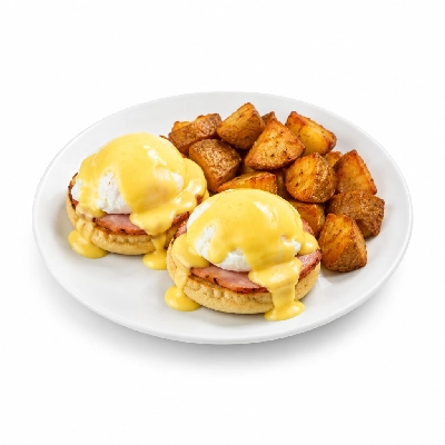 Friendly's Breakfast Classics Eggs Benedict with Fried Potatoes