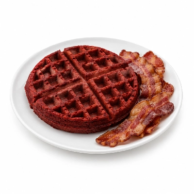 Friendly's Breakfast Classics Red Velvet Waffle with Bacon