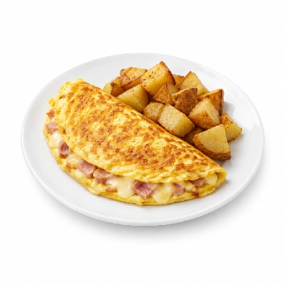 Friendly's Build Your Own Breakfast Supermelt Omelettes Ham & Cheese with Fried Potatoes