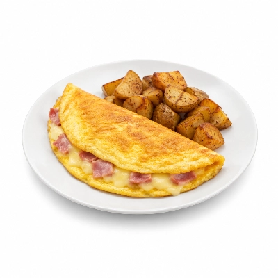 Friendly's Build Your Own Breakfast Supermelt Omelettes Ham & Cheese with Grilled Potatoes