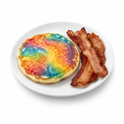 Friendly's Kids Breakfast Choose an Entree Tie-Dyed Pancake with Bacon