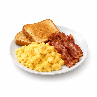 Friendly's Kids Breakfast Two Egg Scrambled Bacon Toast