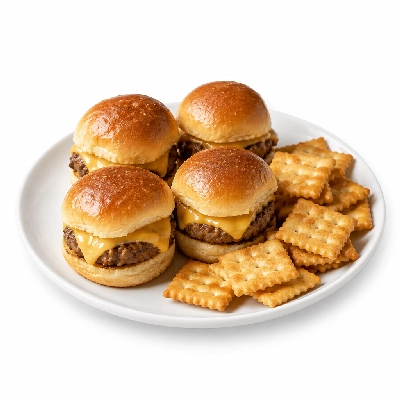Friendly's Kids Menu Big Scoop Choose an Entree Cheeseburger Sliders with Goldfish Crackers