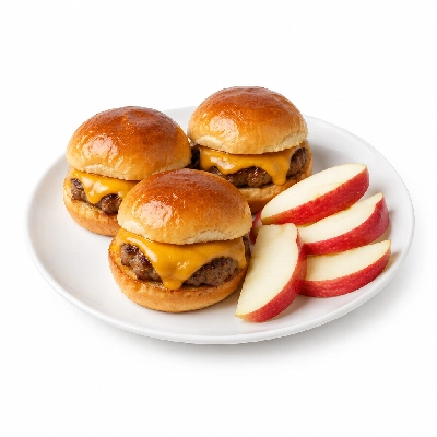Friendly's Kids Menu Lil' Scoop Choose an Entree Cheeseburger Sliders with Apple Slices