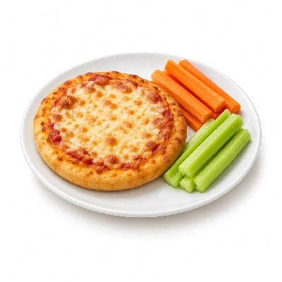 Friendly's Kids Menu Lil' Scoop Choose an Entree Pizza with Carrot and Celery Sticks