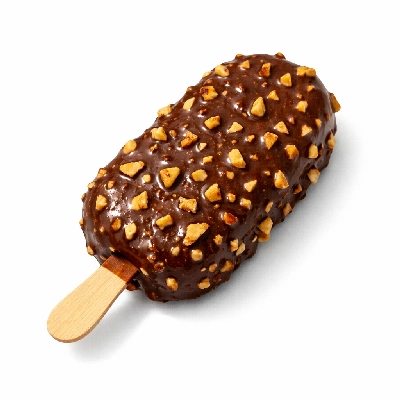 Frozen novelties ice cream type chocolate or caramel covered with nuts