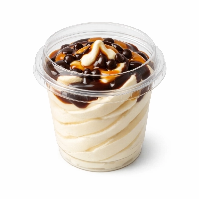 Frozen novelties ice cream type sundae prepackaged