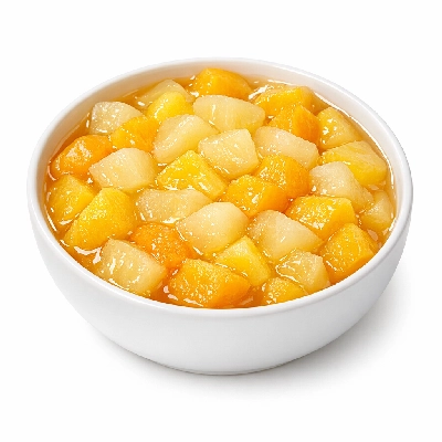 Fruit mixed peach and pear pineapple canned heavy syrup solids liquids