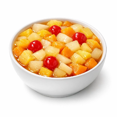 Fruit salad peach and pear apricot pineapple cherry canned extra heavy syrup solids liquids